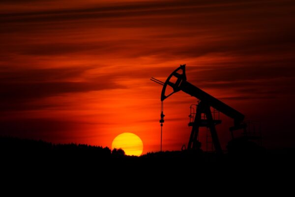sunrise in an oil field