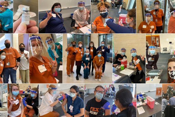 collage of health care workers at vaccine clinics